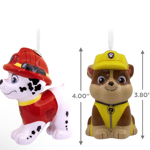 Hallmark Paw Patrol Marshall and Rubble Decoupage Christmas Ornaments, Set of 2 - Picture 4 of 6